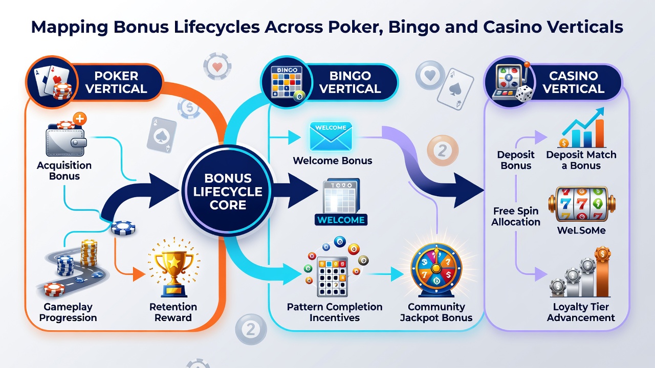 Infographic showing expiration timelines and cashout stages for bonuses in different gambling verticals